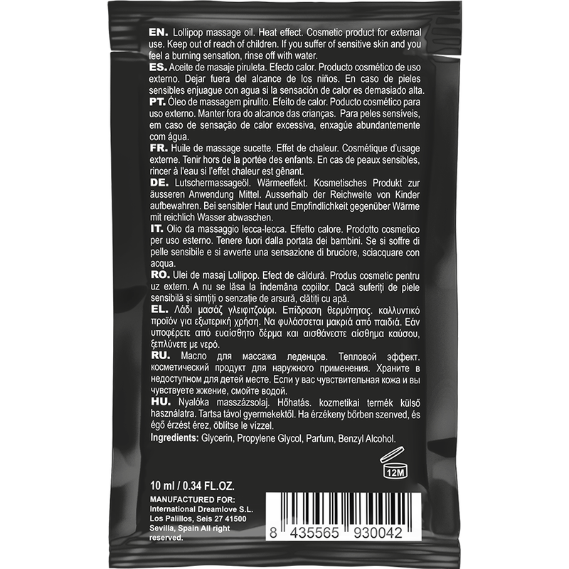 COQUETTE CHIC DESIRE - OLIO DA MASSAGGIO POCKET KISSABLE CON EFFETTO CALORE LOLLIPOP 10 ML - immagine 2