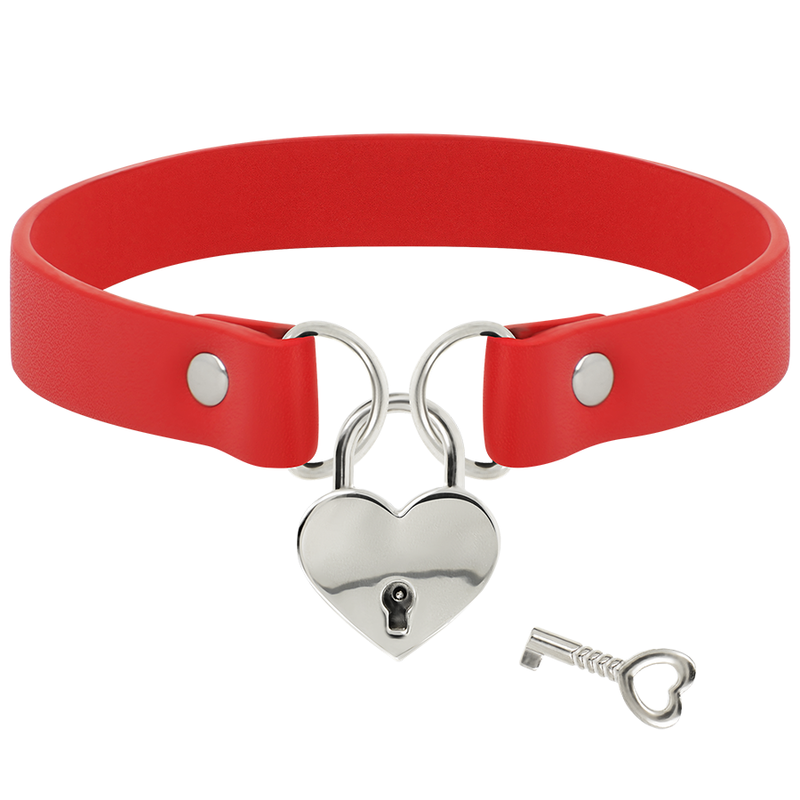 COQUETTE CHIC DESIRE - COLLANA IN PELLE VEGANA ROSSA CON ACCESSORIO CUORE CON CHIAVE - immagine 3