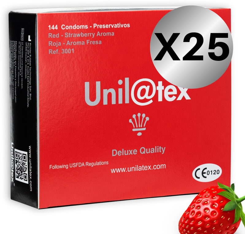 UNILATEX - CONSERVANTI UNILATEX ROSSO / FRAGOLA CONFEZIONE 25 X 144 UNITÀ