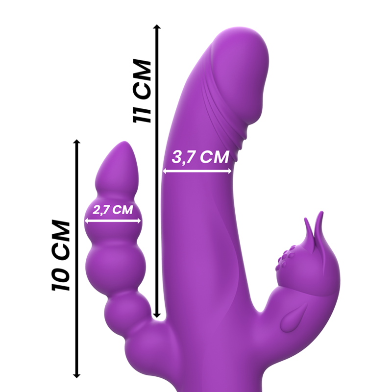 INTENSE - VIBRATORE IN SILICONE CASANOVA RABBIT TRIPLO MOTORE VIOLA - immagine 3