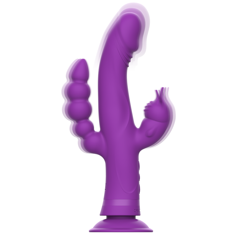 INTENSE - VIBRATORE IN SILICONE CASANOVA RABBIT TRIPLO MOTORE VIOLA - immagine 2