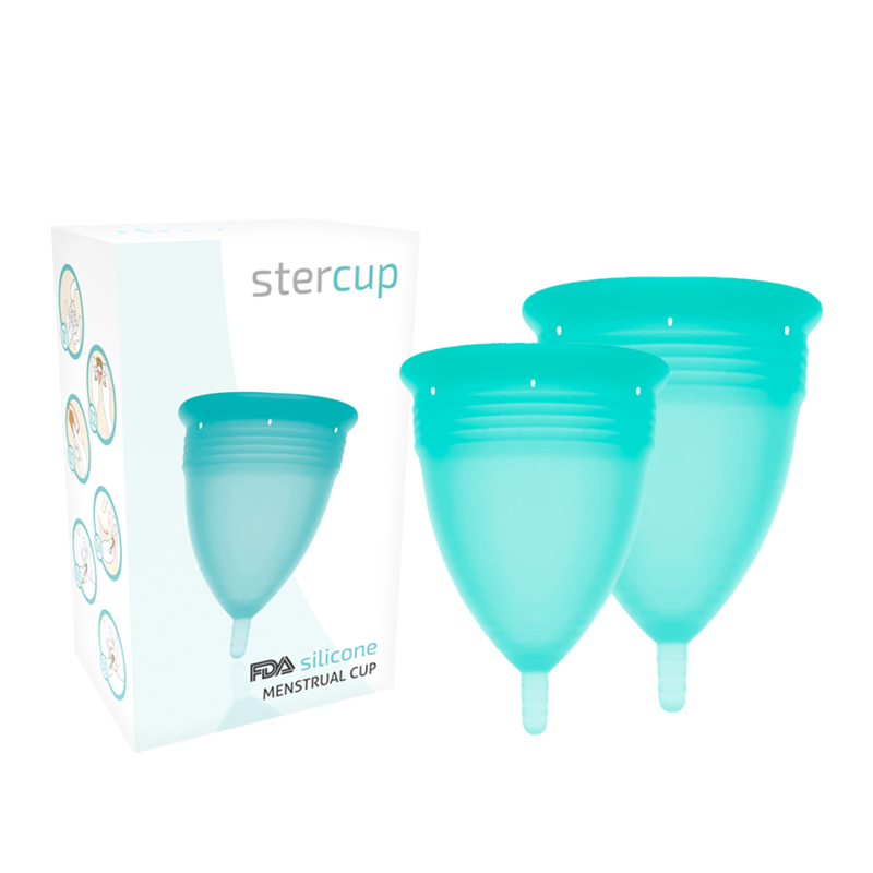 STERCUP - COPPA MESTRUALE IN SILICONE FDA TAGLIA S + L ACQUAMARINA
