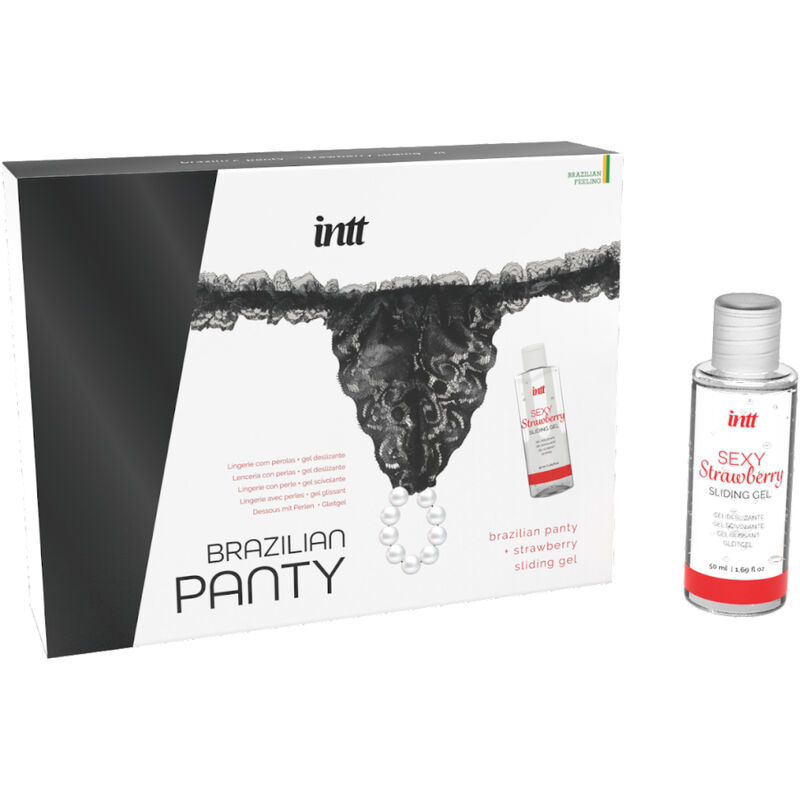 INTT RELEASES - SLIP NERO BRASILIANO CON PERLE E GEL LUBRIFICANTE 50 ML - immagine 2