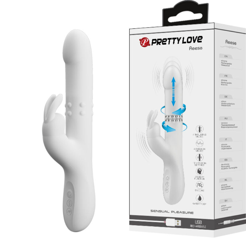 PRETTY LOVE - VIBRATORE REESE CON ROTAZIONE ARGENTO