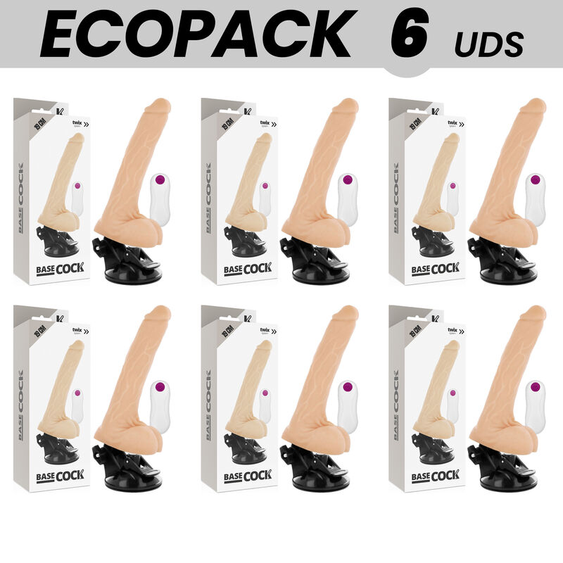 ECOPACK 6 UNIT - BASECOCK VIBRATORE TELECOMANDO REALISTICO NATURALE 19 CM -O- 4 CM