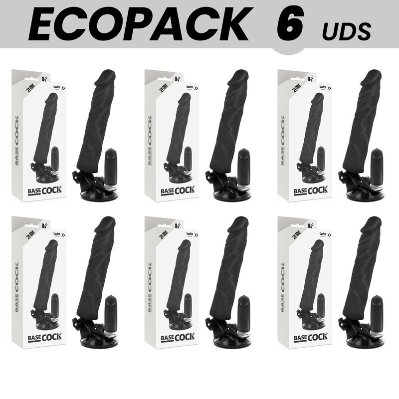 ECOPACK 6 UNIT - BASECOCK VIBRATORE REALISTICO TELECOMANDO NERO 21 CM -O- 4 CM