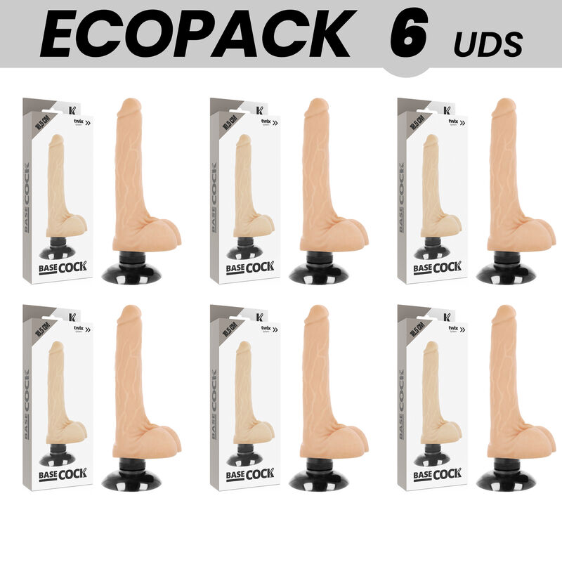 ECOPACK 6 UNIT - BASECOCK VIBRATORE REALISTICO 2-1 NATURALE 18.5 CM -O- 4 CM