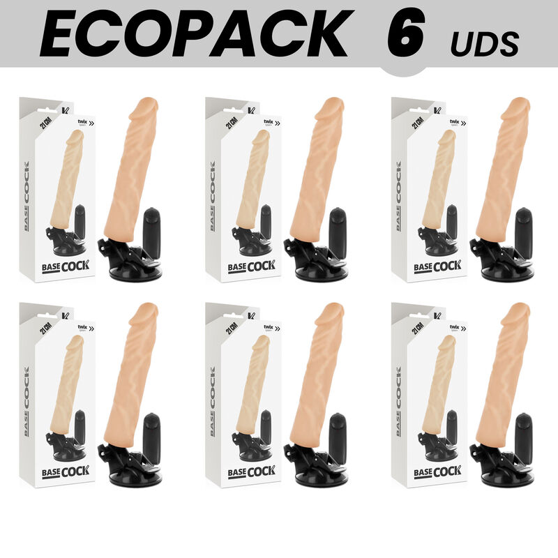 ECOPACK 6 UNIT - BASECOCK VIBRATORE REALISTICO TELECOMANDO NATURALE 21 CM -O- 4 CM
