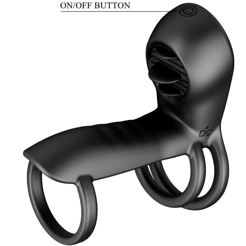 PRETTY LOVE - GUAINA PER PENE JAMMY 12 VIBRAZIONI CON LINGUA IN SILICONE RICARICABILE - immagine 5