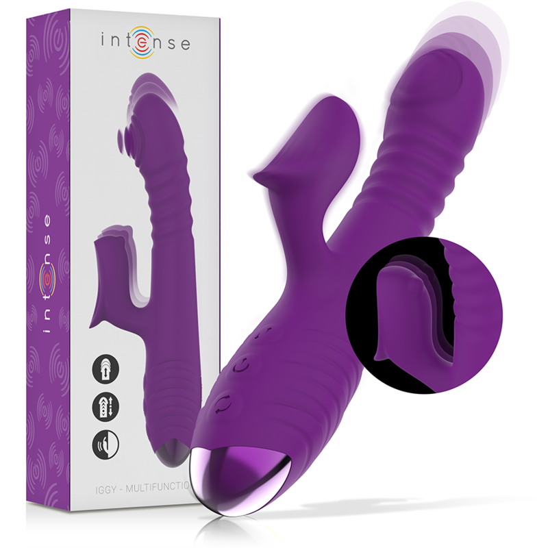 INTENSE - VIBRATORE MULTIFUNZIONE RICARICABILE IGGY UP DOWN CON STIMOLATORE CLITORALE VIOLA