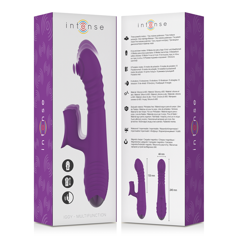 INTENSE - VIBRATORE MULTIFUNZIONE RICARICABILE IGGY UP DOWN CON STIMOLATORE CLITORALE VIOLA - immagine 5
