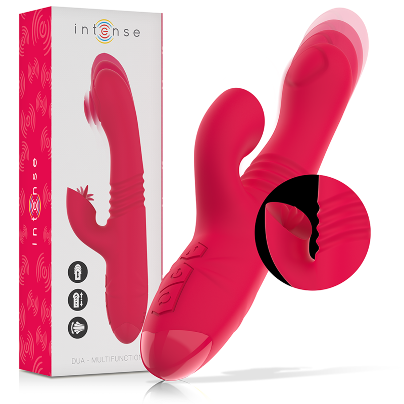 INTENSE - VIBRATORE MULTIFUNZIONE RICARICABILE UP DOWN DUA CON LINGUA ROSSA