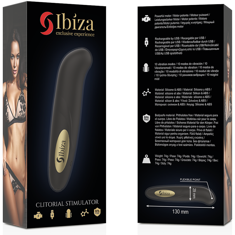 IBIZA - STIMOLATORE CLITORIDE CARICATORE USB 10 MODALIT VIBRAZIONE DORATO 13 X 2,9 - immagine 5