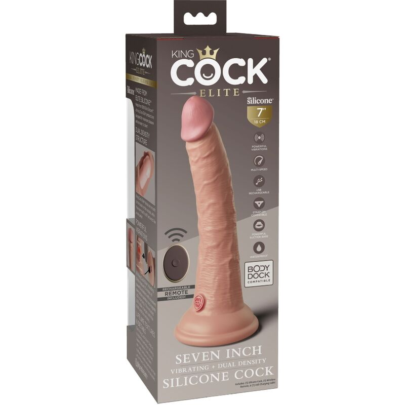 KING COCK - ELITE VIBRATORE DILDO REALISTICO E TELECOMANDO IN SILICONE 17.8 CM - immagine 5