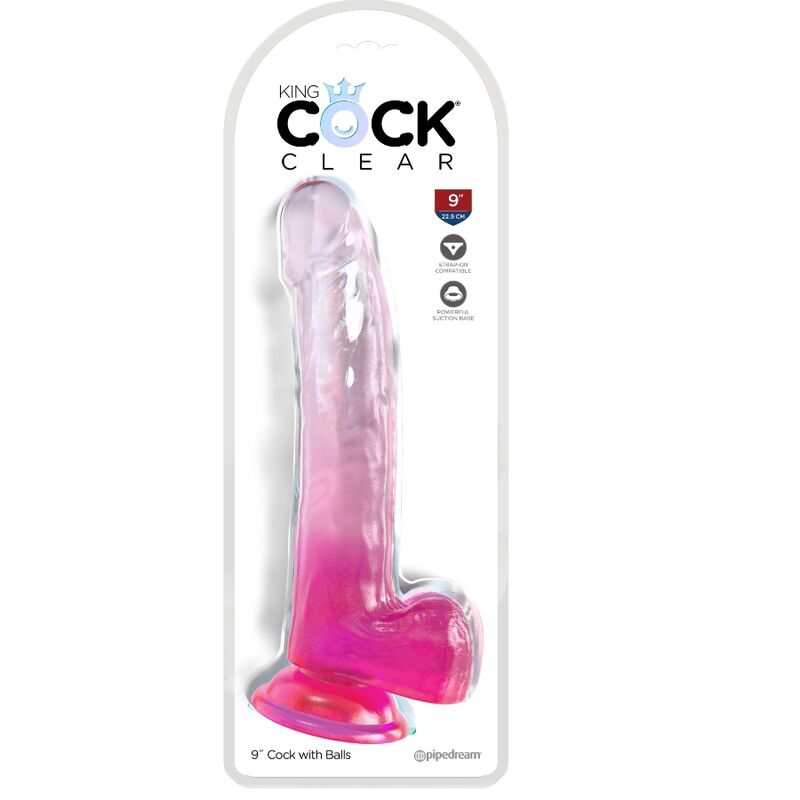 KING COCK - CLEAR DILDO CON TESTICOLI 20.3 CM ROSA - immagine 2
