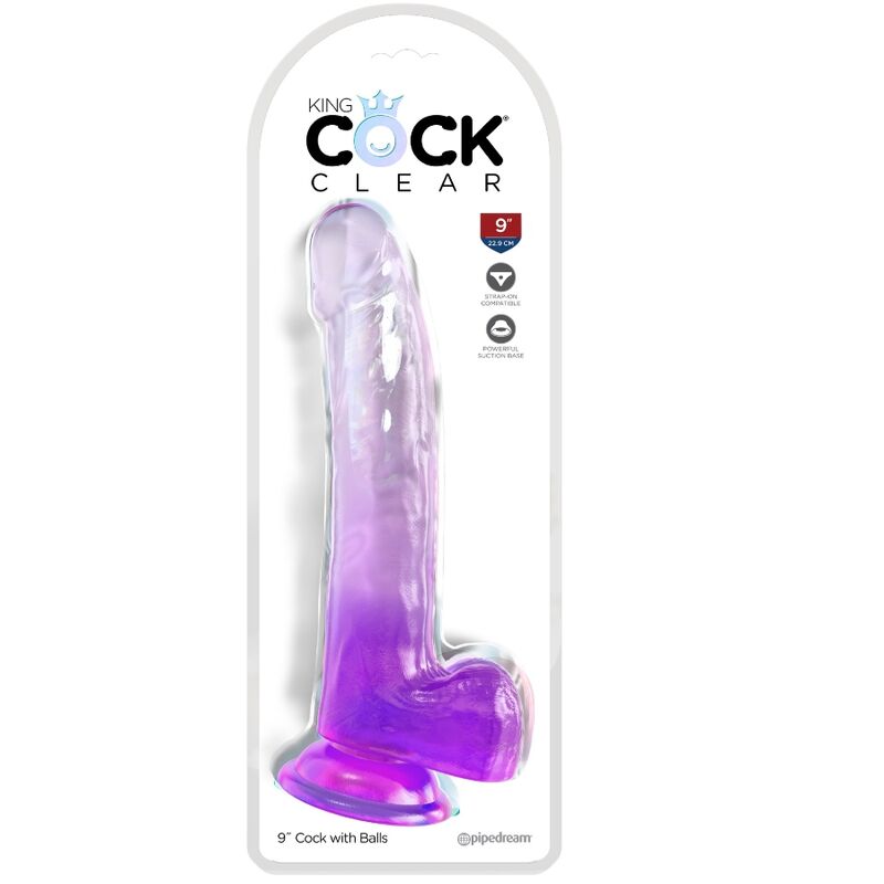 KING COCK - CLEAR DILDO CON TESTICOLI 20.3 CM VIOLA - immagine 2
