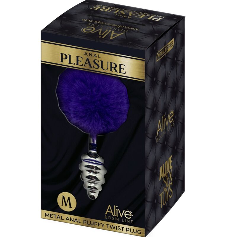 ALIVE - PLUG PIACERE ANALE SPIRALE METALLO FLUFFY VIOLA SCURO TAGLIA M - immagine 5
