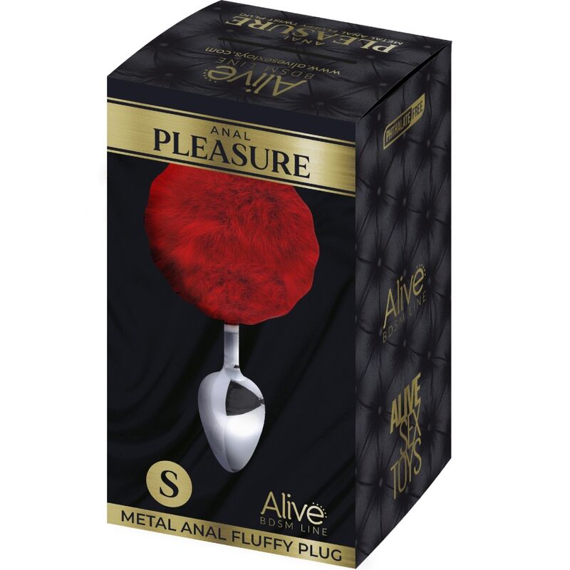 ALIVE - PLUG PIACERE ANALE METALLO LISCIO ROSSO FLUFFY TAGLIA S - immagine 2