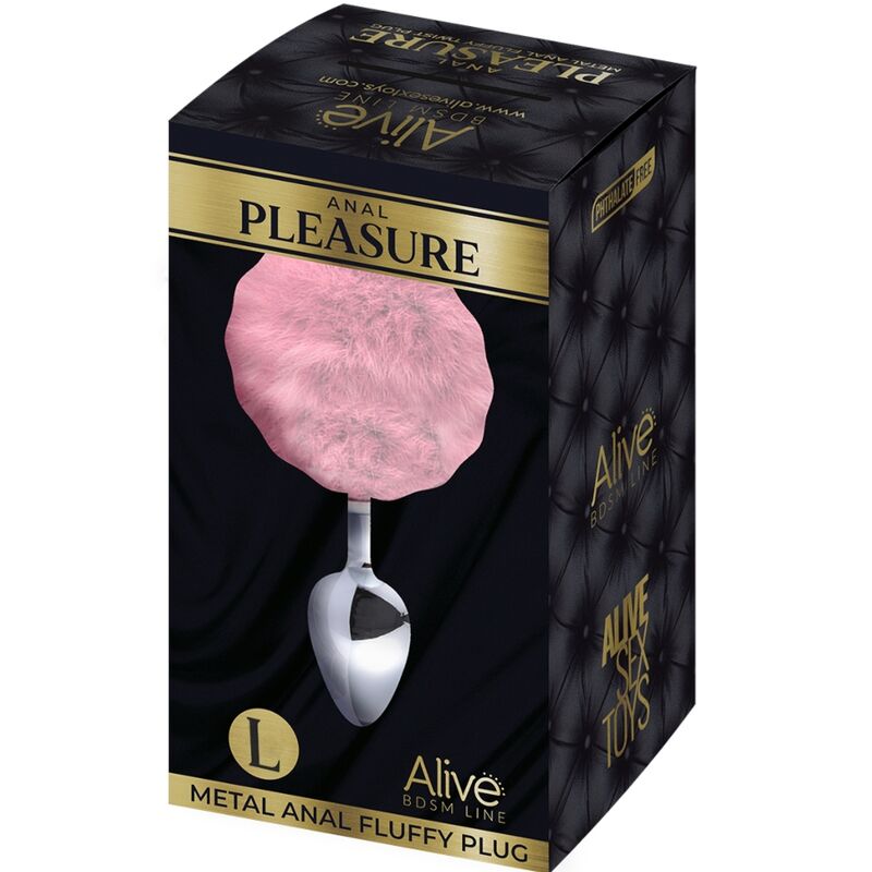 ALIVE - PLUG PIACERE ANALE METALLO LISCIO ROSA FLUFFY TAGLIA L - immagine 2