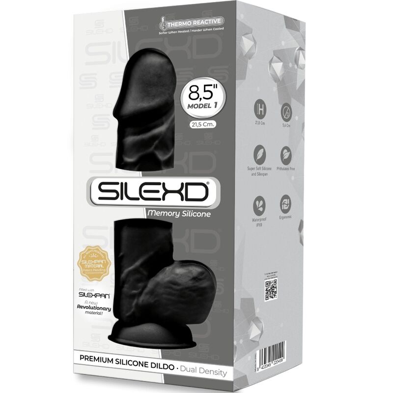 SILEXD - MODELLO 1 PENE REALISTICO PREMIUM SILEXPAN SILICONE NERO 21.5 CM - immagine 3
