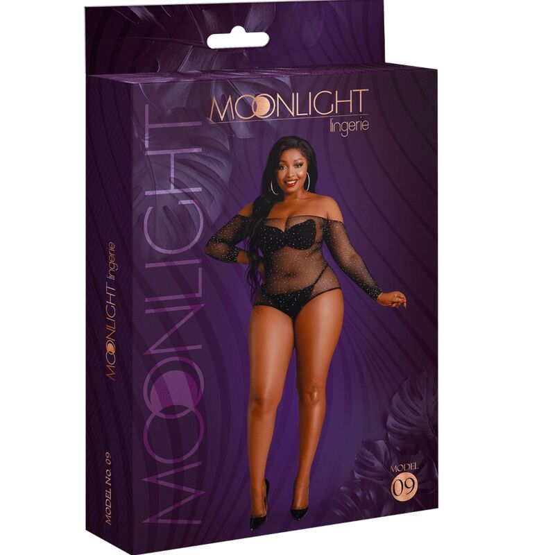 MOONLIGHT - BODY MANICA LUNGA MODELLO 9 NERO LUCIDO TAGLIA PLUS - immagine 3