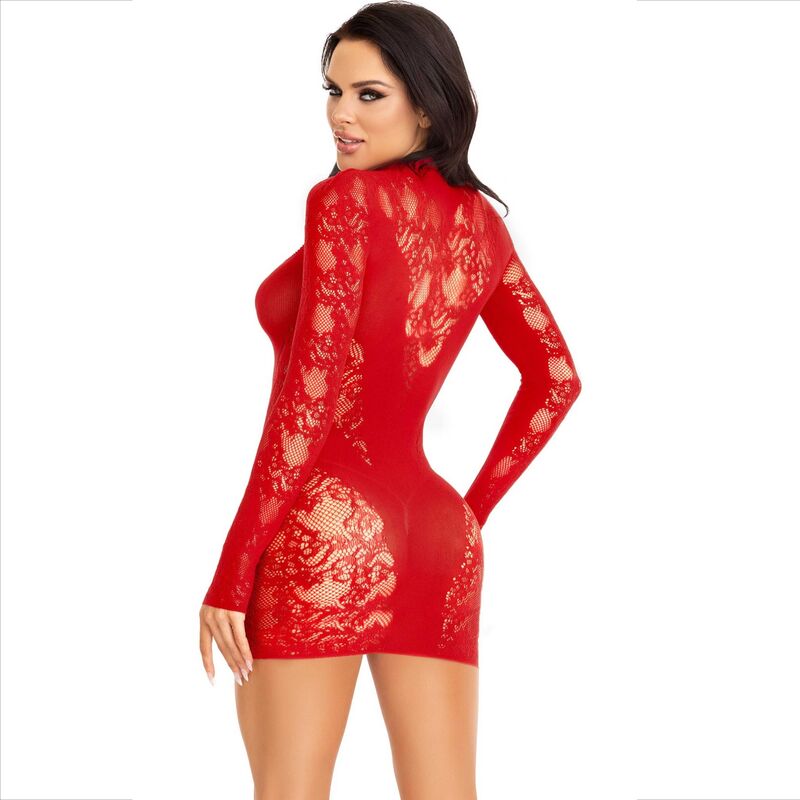 LEG AVENUE - MINI ABITO CON PIZZO MANICA LUNGA ROSSO - immagine 3