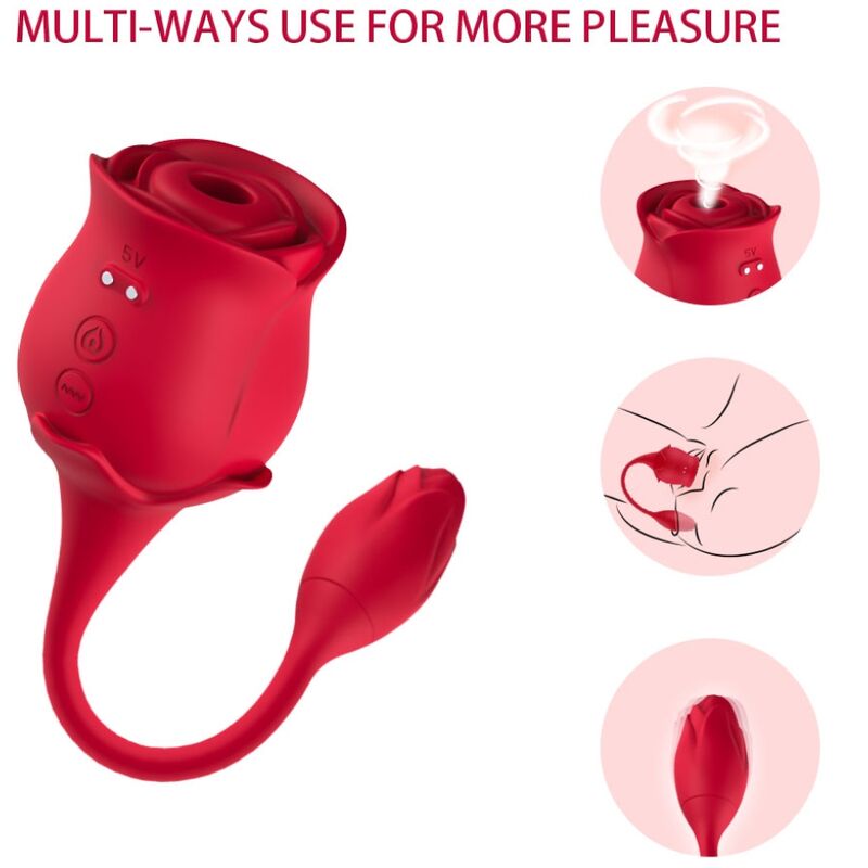 ARMONY - VIBRATORE E SUCCHIATORE CLITORIDE ROSA 10 MODALITÀ ROSSO - immagine 5