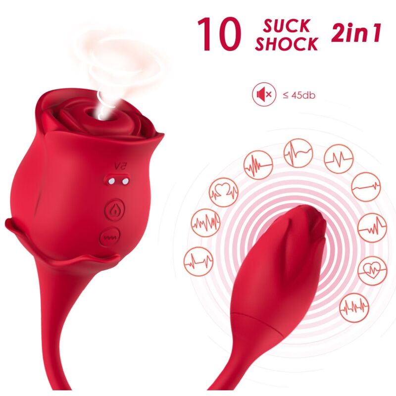 ARMONY - VIBRATORE E SUCCHIATORE CLITORIDE ROSA 10 MODALITÀ ROSSO - immagine 2