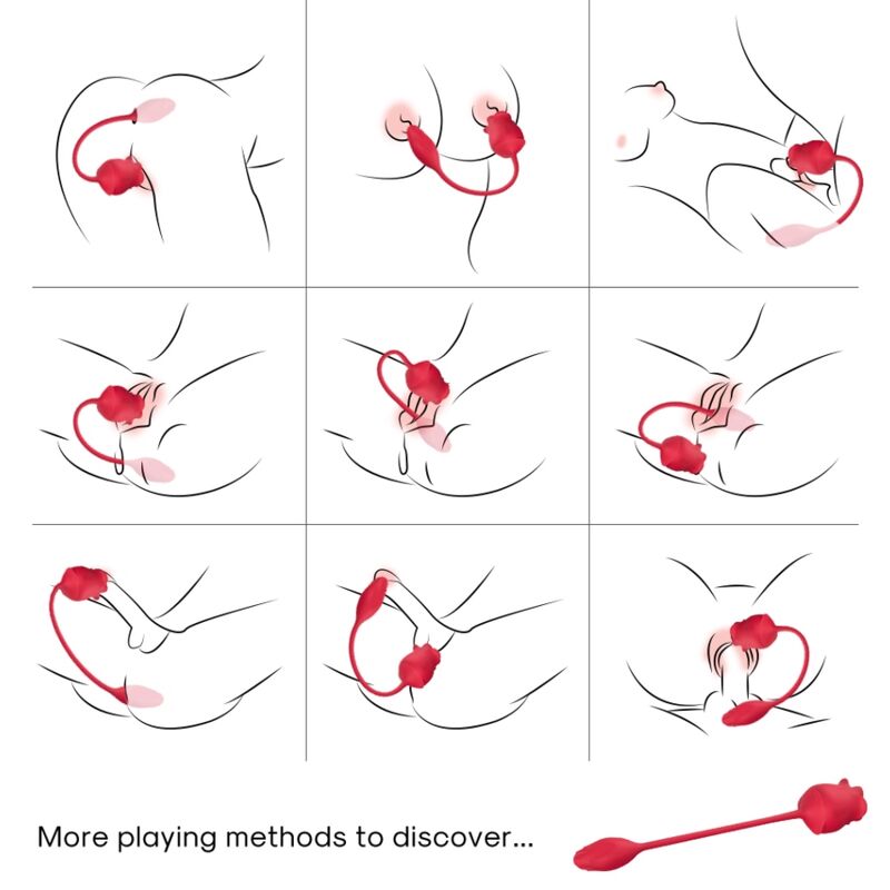 ARMONY - STIMOLATORE E VIBRATORE ROSA 2 IN 1 CON ASPIRAZIONE E CODA ROSSA 10 MODALITÀ - immagine 2