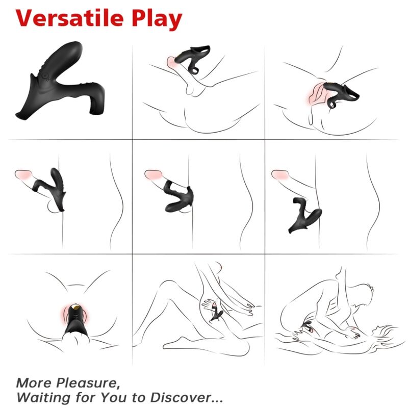 ARMONY - ANELLO VIBRATORE DOPPIO RANGER PER COPPIA NERO - immagine 2