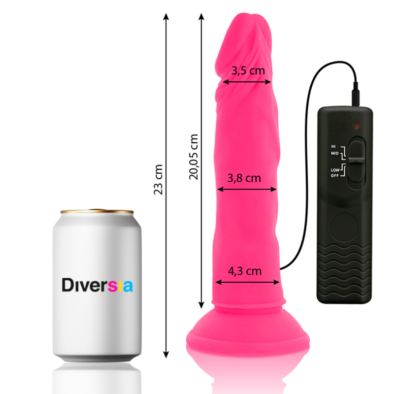 DIVERSIA - DILDO FLESSIBILE CON VIBRAZIONE ROSA 23 CM -O- 4.3 CM - immagine 2