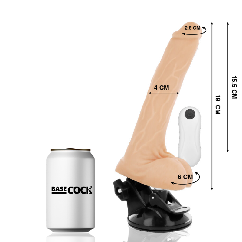 BASECOCK - VIBRADOR REALÍSTICO CONTROL REMOTO NATURAL 19 CM -O- 4 CM - immagine 2