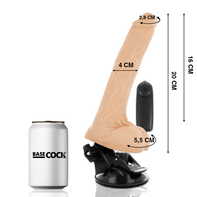 BASECOCK - VIBRADOR REALÍSTICO CONTROL REMOTO NATURAL CON TESTÍCULOS 20 CM -O- 4 CM - immagine 2