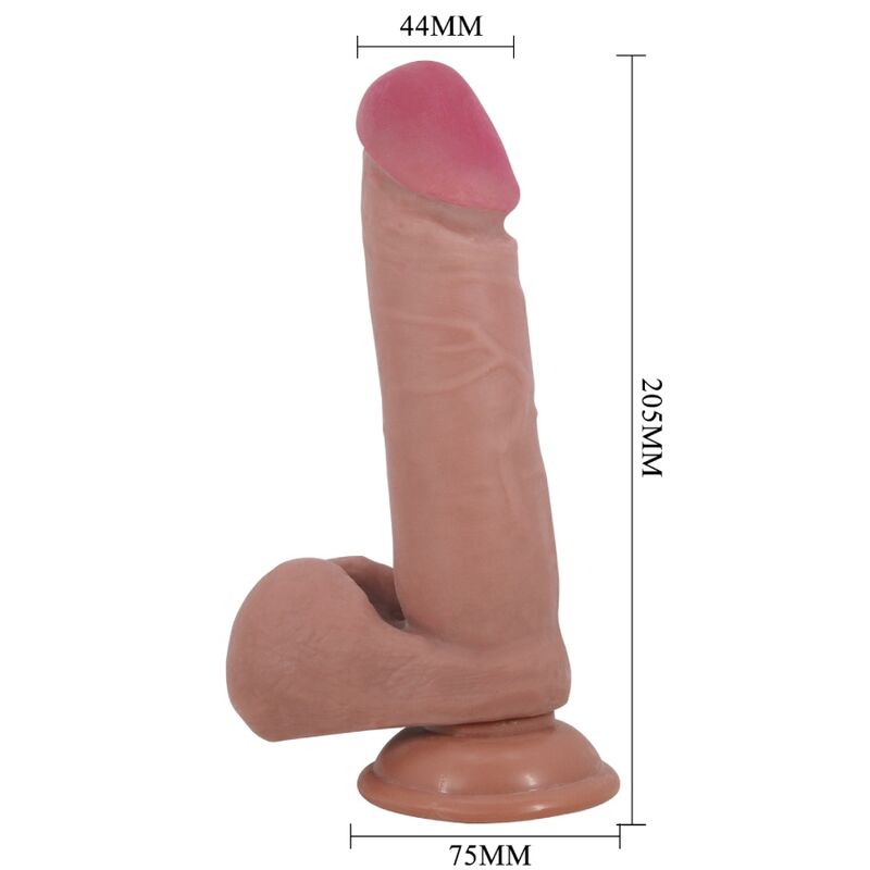 PRETTY LOVE - DILDO REALISTICO SLIDING SKIN SERIES CON VENTOSA SCORREVOLE DELLA PELLE MARRONE 20,5 CM - immagine 4