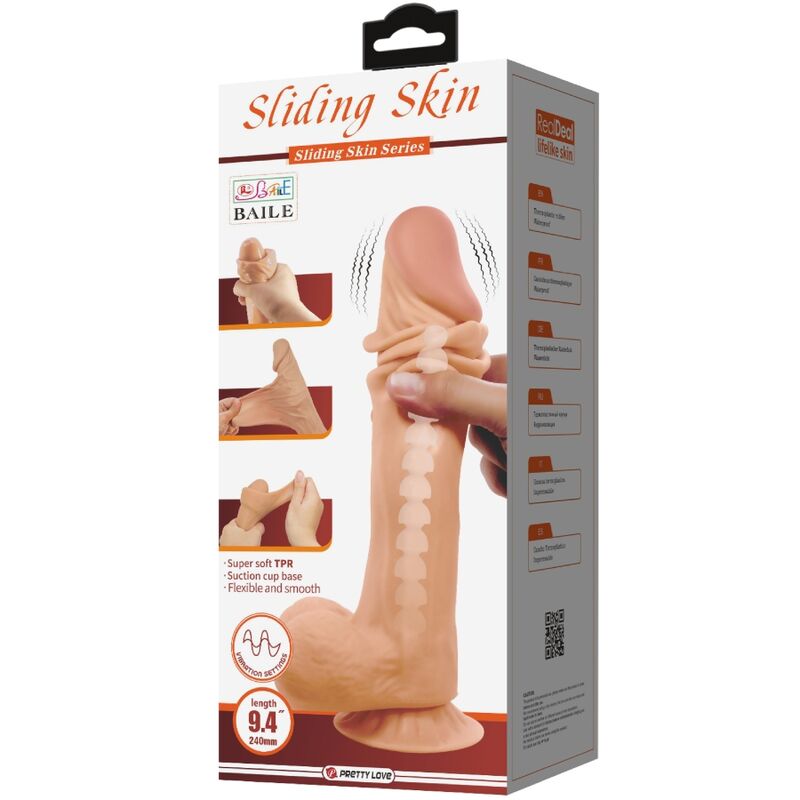 PRETTY LOVE - DILDO REALISTICO SLIDING SKIN SERIES CON VENTOSA SCORREVOLE DELLA PELLE CONTROLLO REMOTO FLESH 24 CM - immagine 2