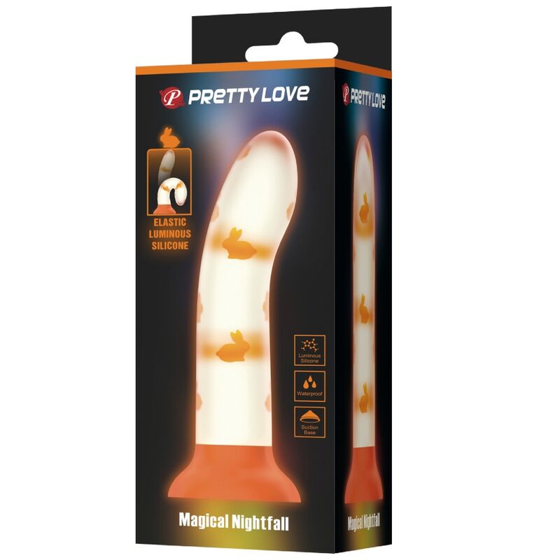 PRETTY LOVE - DILDO MAGICO NIGHTFALL SENZA VIBRAZIONI ARANCIO LUMINOSO - immagine 4
