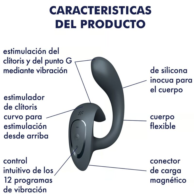 SATISFYER - G FOR GODDESS 1 VIBRATORE CONIGLIO GRIGIO SCURO - immagine 4