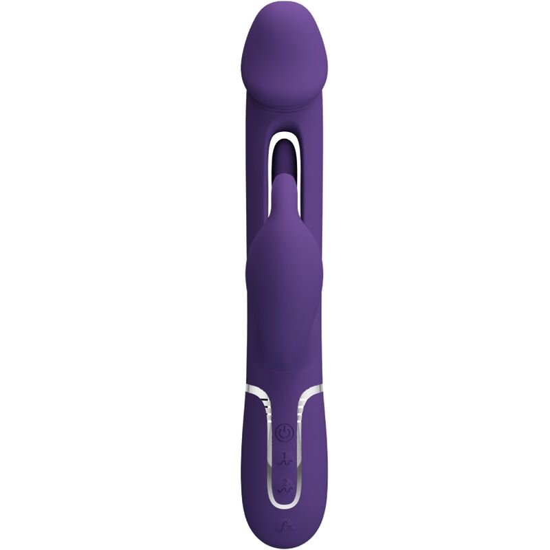 PRETTY LOVE - VIBRATORE MULTIFUNZIONE KAMPAS RABBIT 3 IN 1 CON LINGUA VIOLA - immagine 3