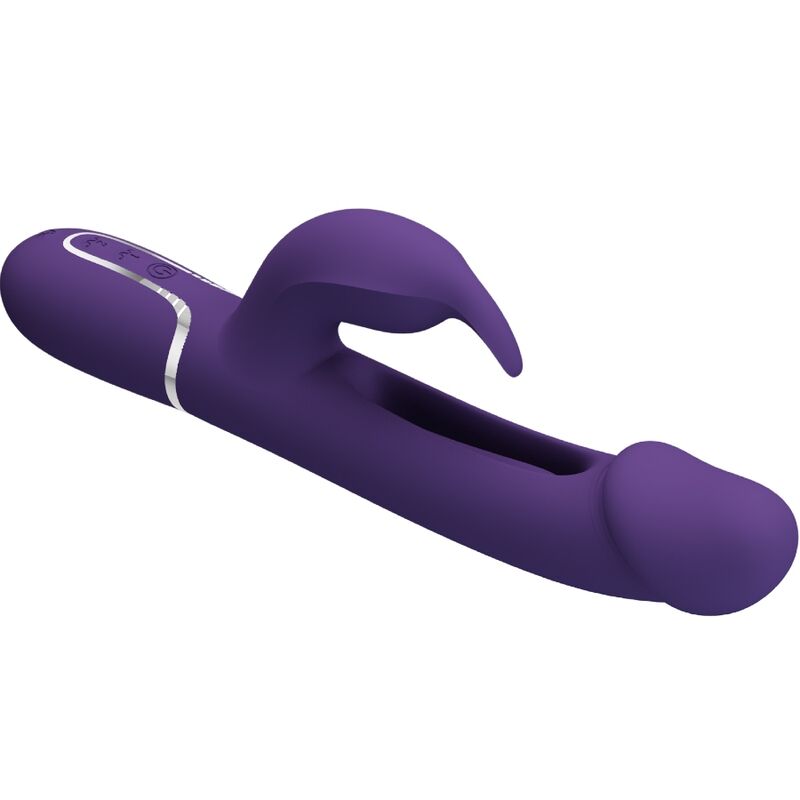 PRETTY LOVE - VIBRATORE MULTIFUNZIONE KAMPAS RABBIT 3 IN 1 CON LINGUA VIOLA - immagine 5