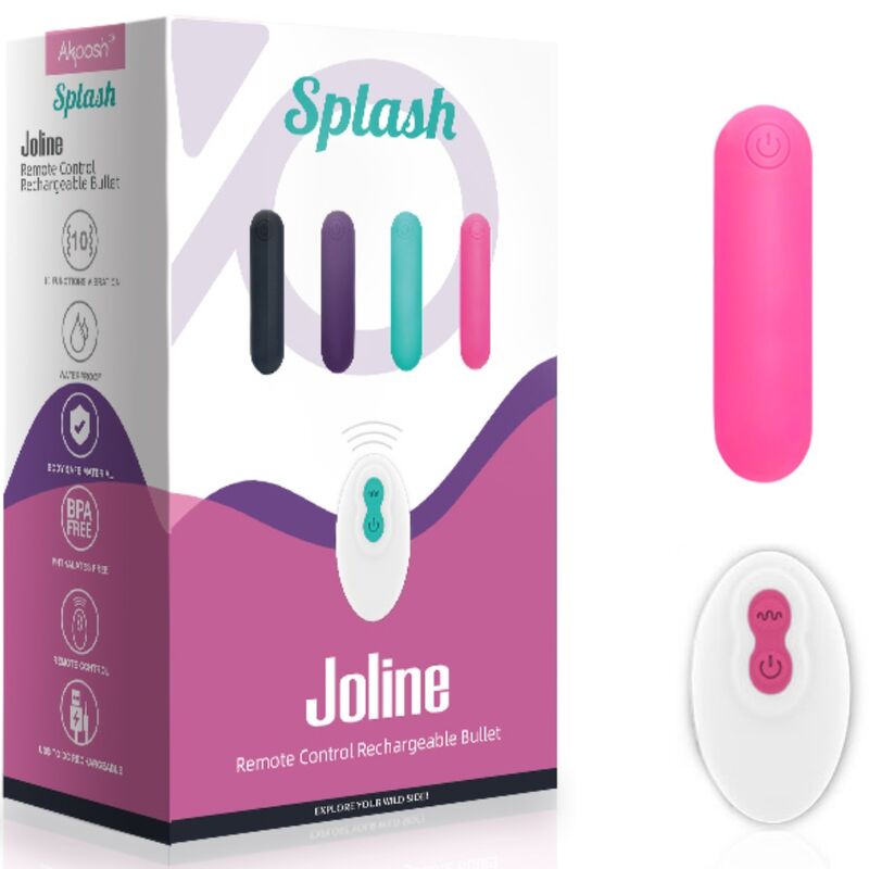 ARMONY - SPLASH JOLINE VIBRATORE BULLET IN SILICONE TELECOMANDO 10 VIBRAZIONI 65 X 15 CM ROSA - immagine 5