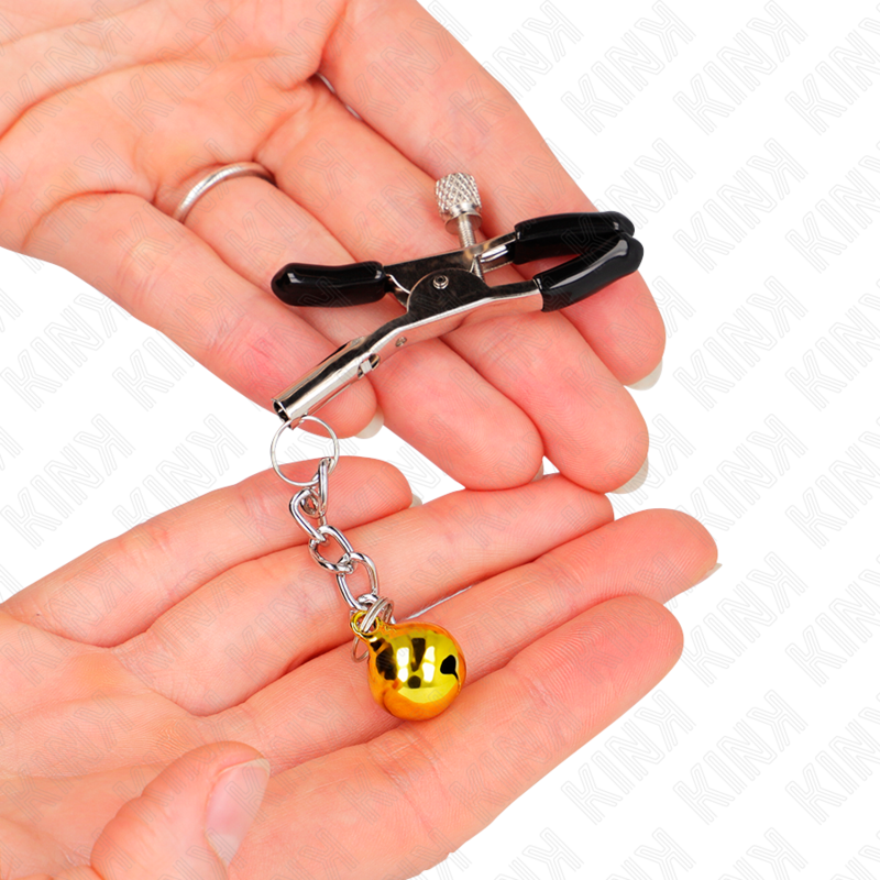 KINK - MORSETTI PER CAPEZZOLI CON PENDENTE JINGLE BELL ORO 6 CM - immagine 3