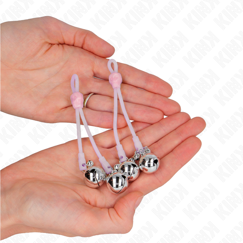 KINK - PINZE PER CAPEZZOLI TESCHIO LUMINOSO CON ANELLO CAMPANELLI REGOLABILI ROSA/ARGENTO - immagine 3