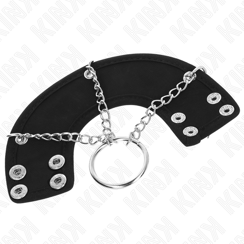 KINK - ANELLO PER PENE CATENA 4 CM METALLO 7 CM CON CINTURA IN PELLE - immagine 4