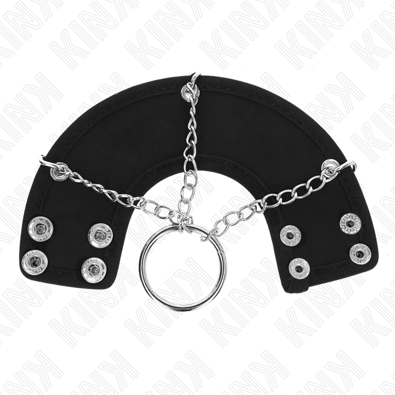 KINK - ANELLO PER PENE CATENA 4 CM METALLO 7 CM CON CINTURA IN PELLE - immagine 3