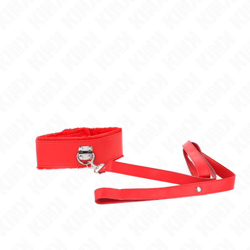 KINK - COLLANA CON GUINZAGLIO 116 CM CON BORCHIE IN ARGENTO MODELLO 4 ROSSO REGOLABILE 40-48 CM X 6 CM - immagine 2