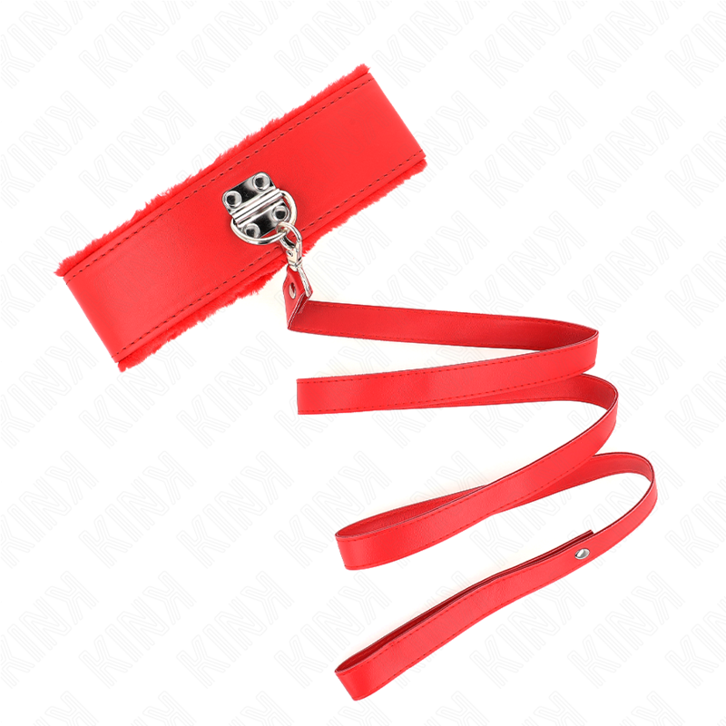 KINK - COLLANA CON GUINZAGLIO 116 CM CON BORCHIE IN ARGENTO MODELLO 4 ROSSO REGOLABILE 40-48 CM X 6 CM - immagine 4