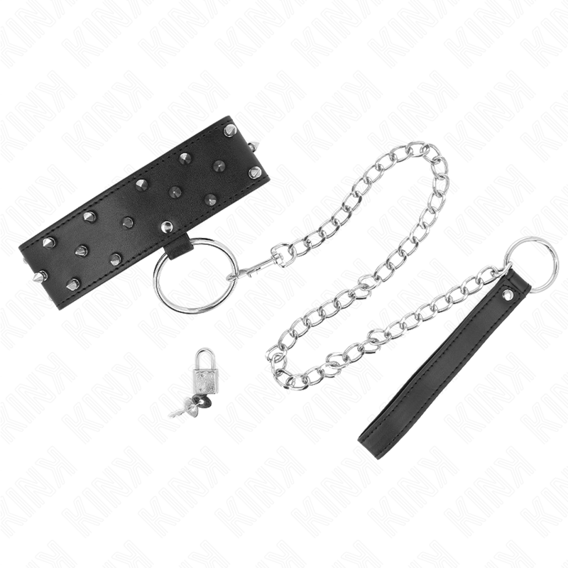 KINK - COLLANA CON GUINZAGLIO 65 CM CON BORCHIE IN ARGENTO MODELLO 5 REGOLABILE 36-43 CM X 5 CM - immagine 2