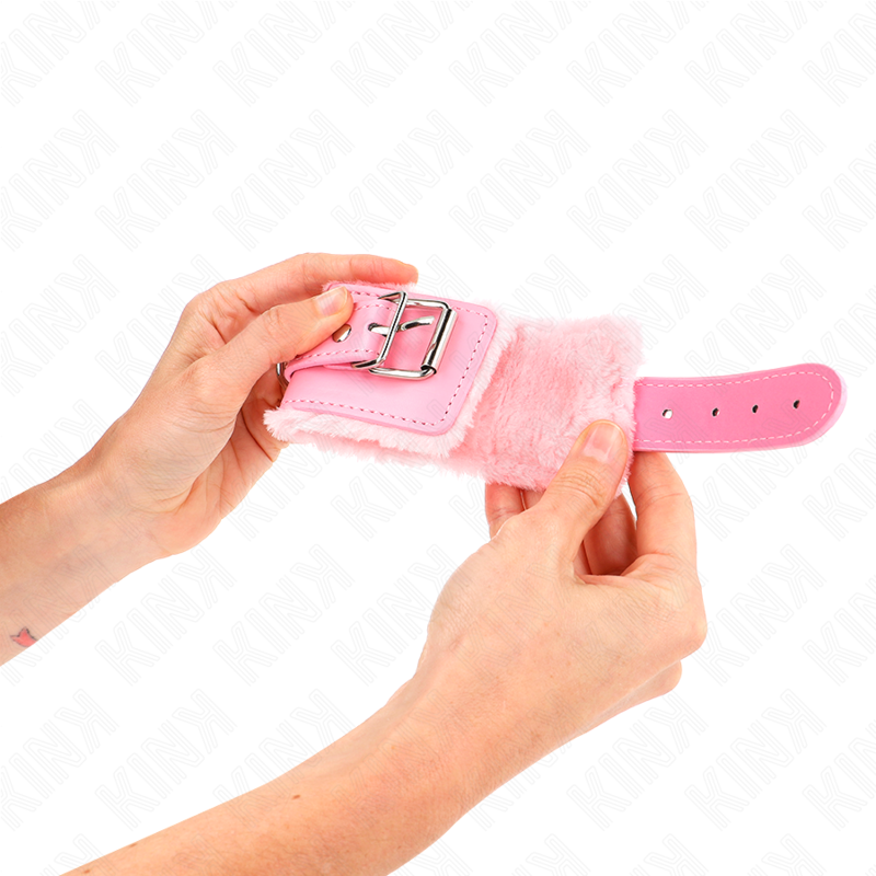 KINK - RESISTENZA DA POLSO IMBOTTITA IN PELLICCIA ROSA CON CINTURA ROSA REGOLABILE 17-29 CM X 6 CM - immagine 4