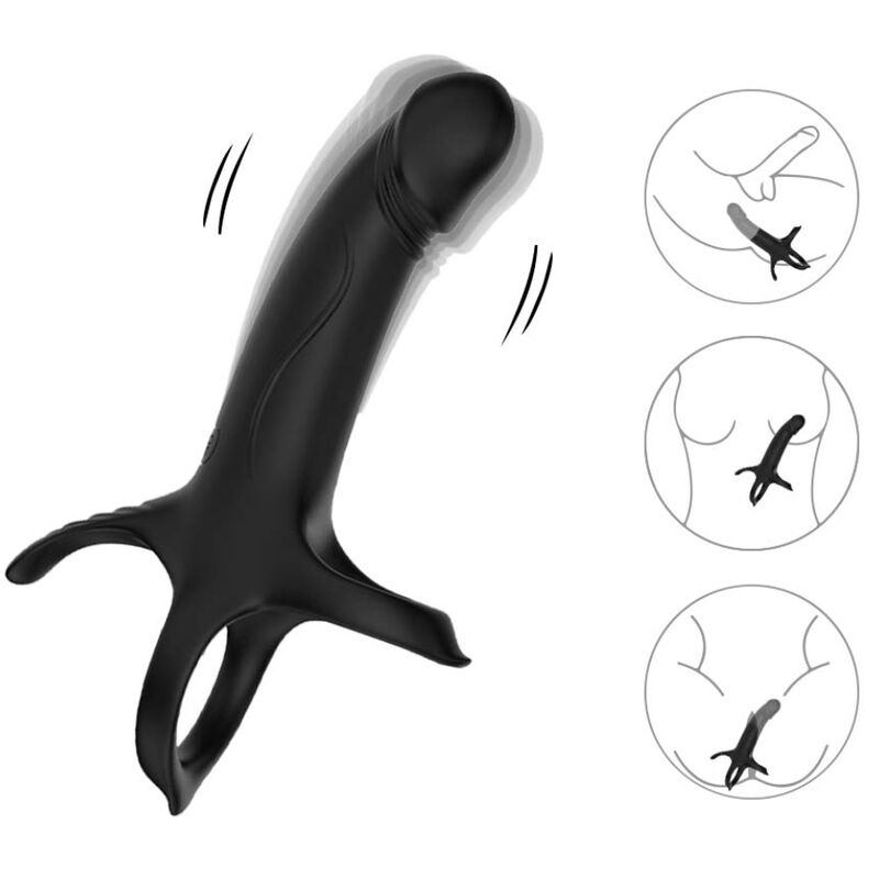 ARMONY - DILDO CON ANELLO E VIBRATORE NERO - immagine 4