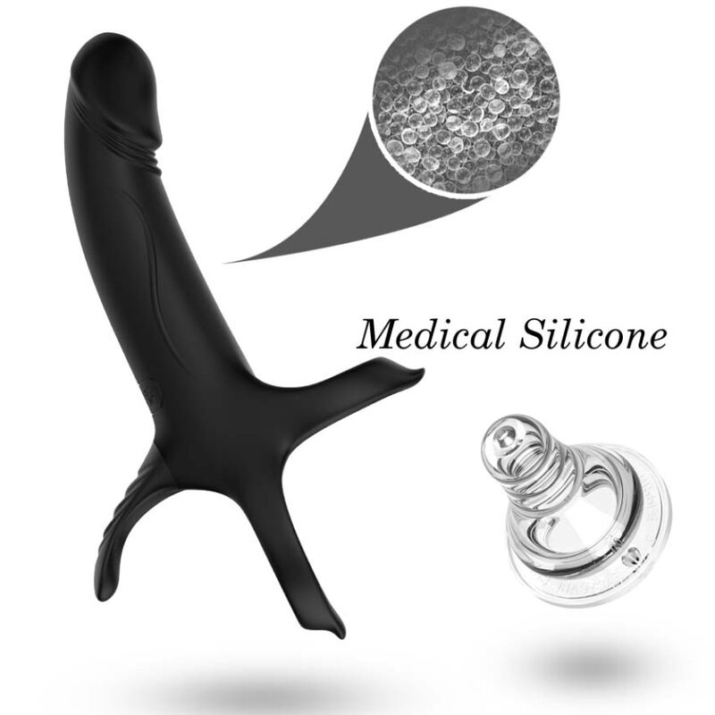 ARMONY - DILDO CON ANELLO E VIBRATORE NERO - immagine 5